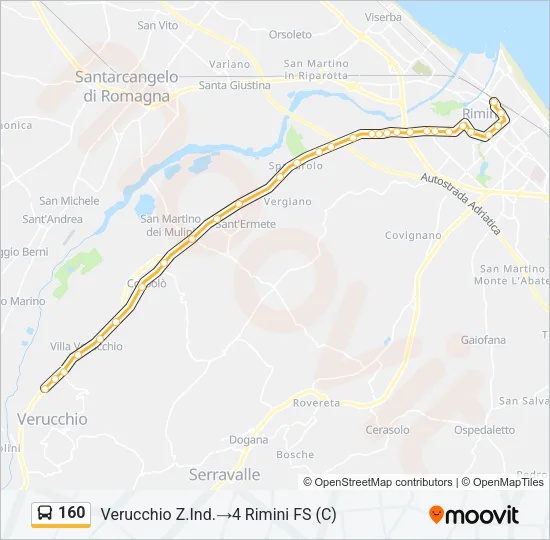 160 Bus Line Map