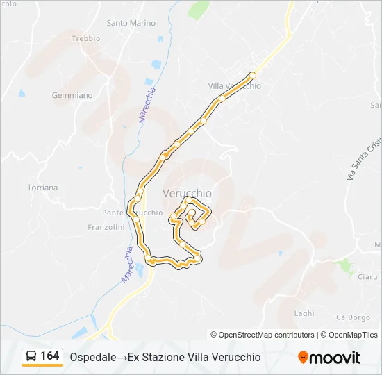 Percorso linea bus 164