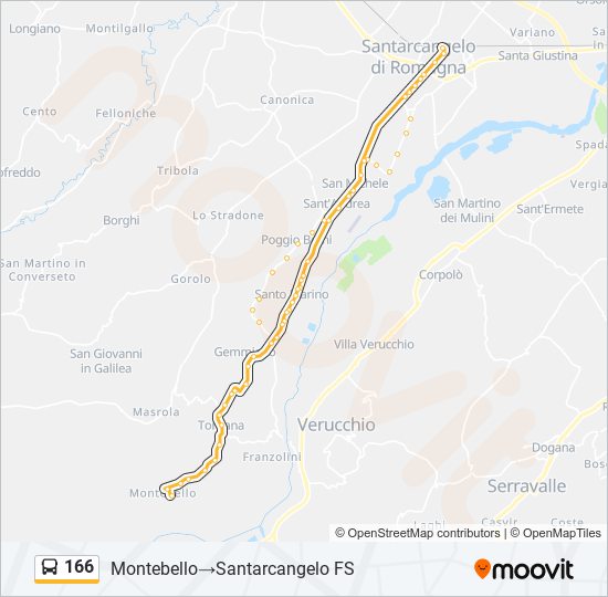 166 bus Line Map