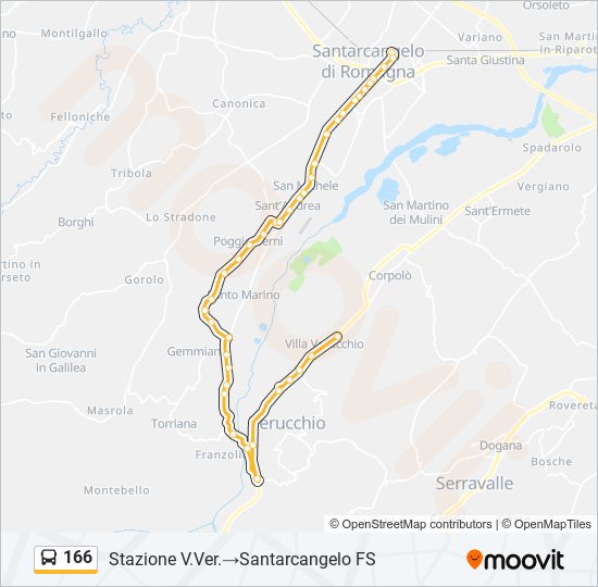 166 bus Line Map