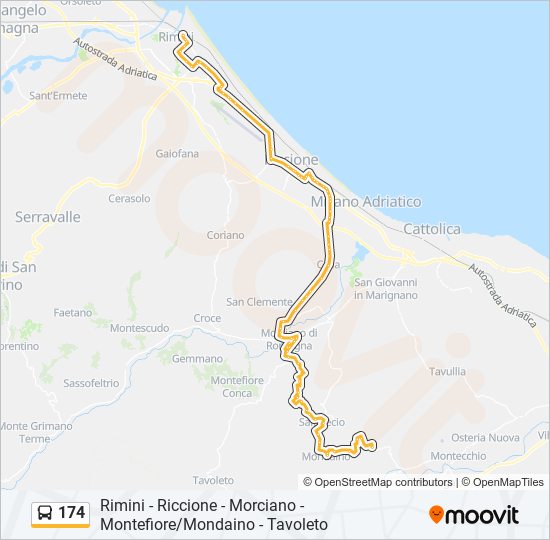 Percorso linea bus 174