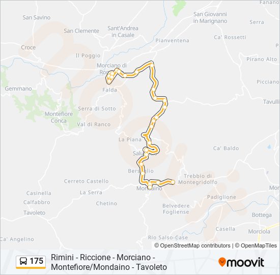 Percorso linea bus 175