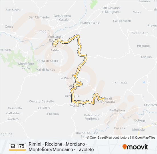 Percorso linea bus 175