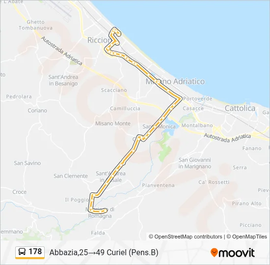178 Route: Schedules, Stops & Maps - Abbazia,25‎→49 Curiel (Pens.B ...