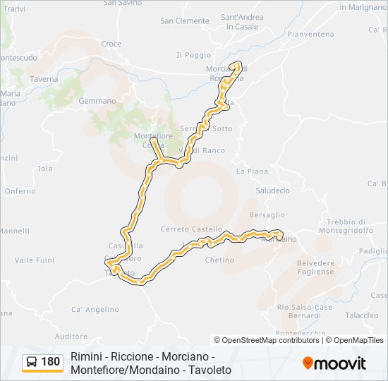 180 bus Line Map