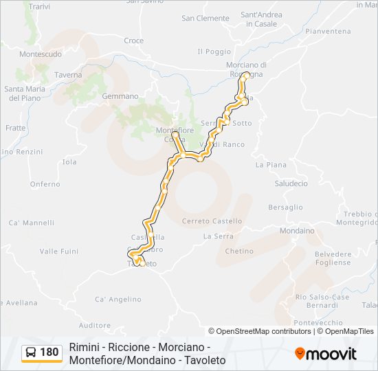 Percorso linea bus 180