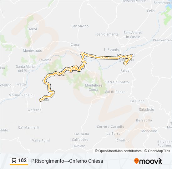 Percorso linea bus 182