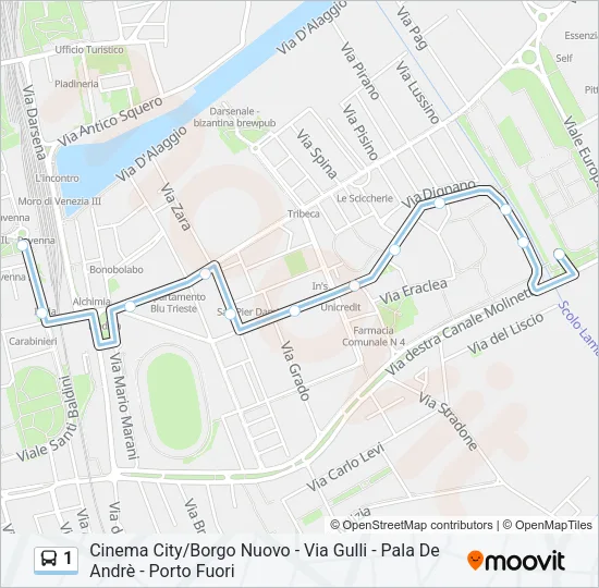 1 Bus Line Map