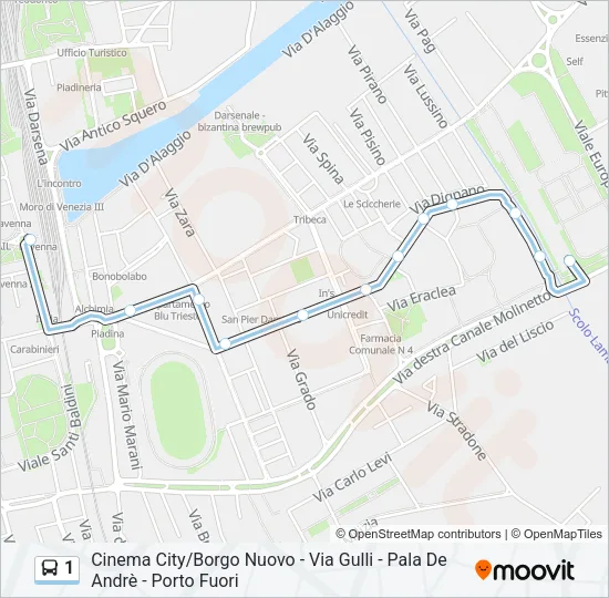 1 Bus Line Map