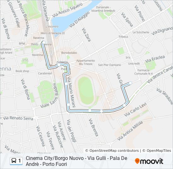 Percorso linea bus 1