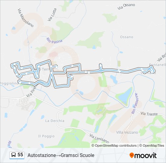 Percorso linea bus 55