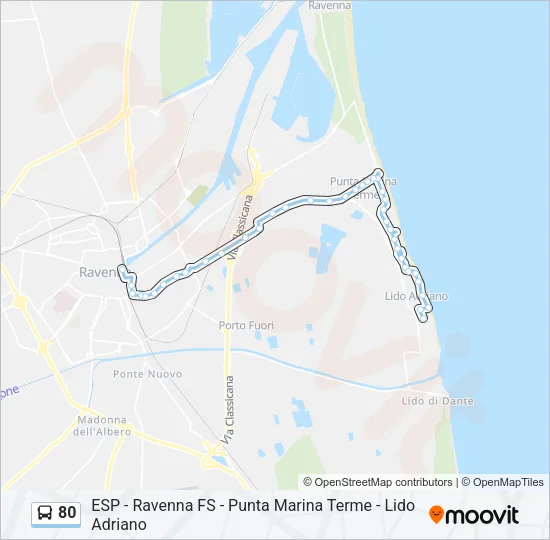 80 Bus Line Map