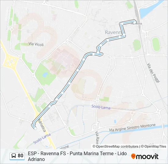 80 Bus Line Map