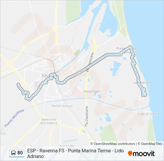80 Bus Line Map