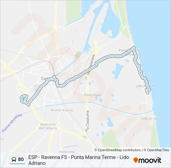 80 Bus Line Map
