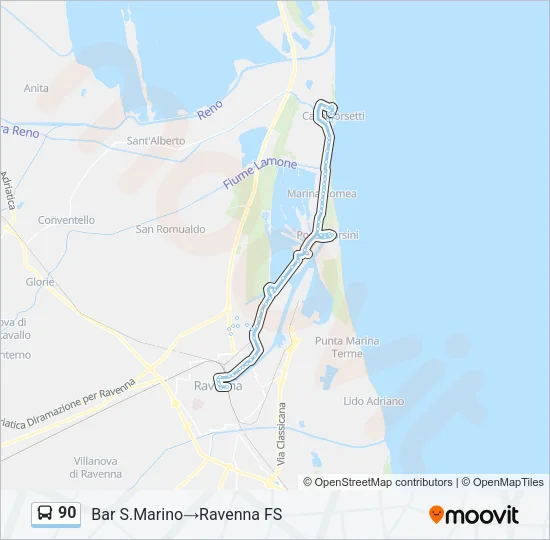 90 Bus Line Map