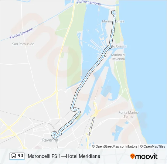 90 Bus Line Map