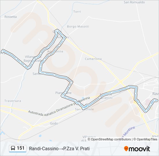 Percorso linea bus 151