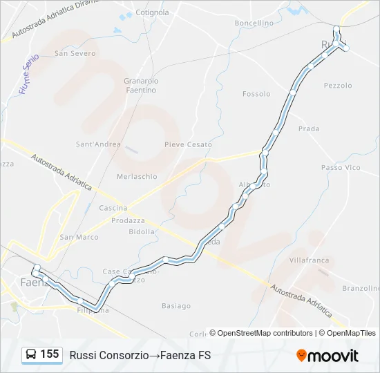 155 Bus Line Map
