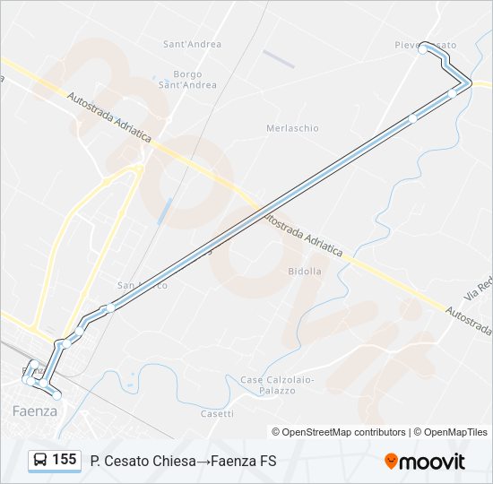 Percorso linea bus 155