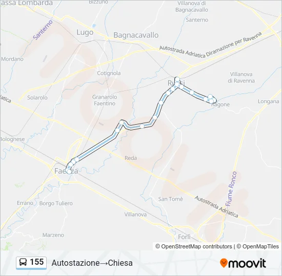 155 Bus Line Map