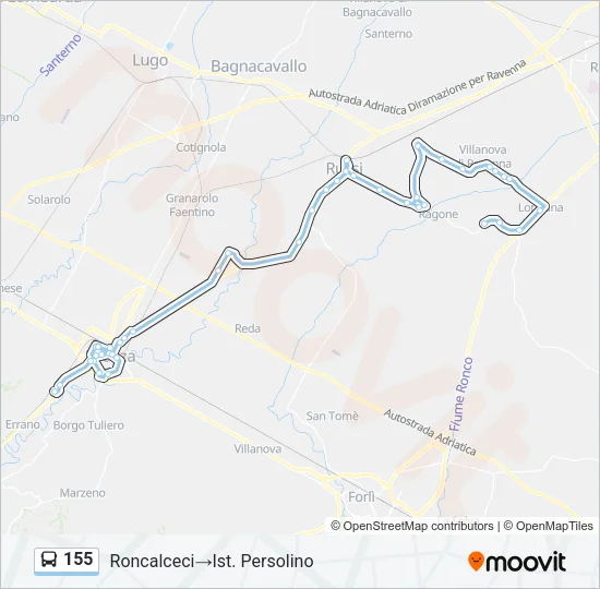 155 Bus Line Map