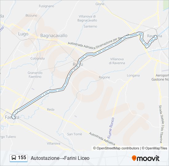 Percorso linea bus 155