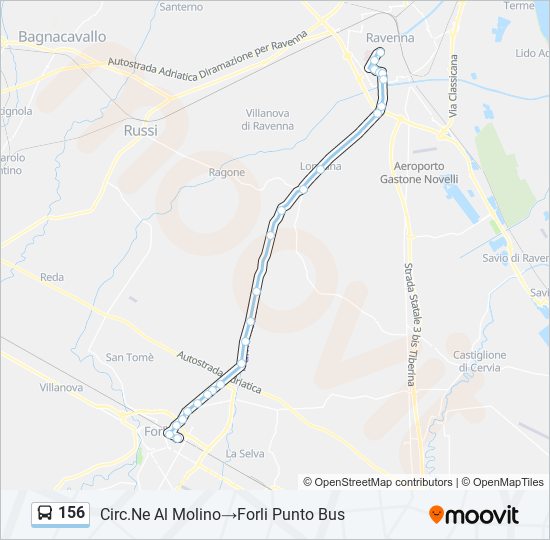 Percorso linea bus 156