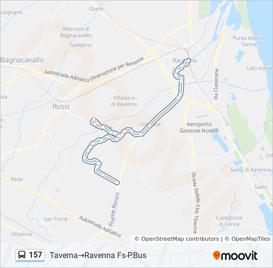 157 bus Line Map