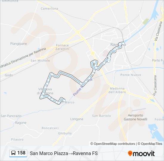 Percorso linea bus 158