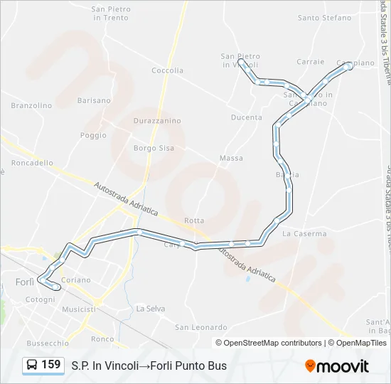Percorso linea bus 159