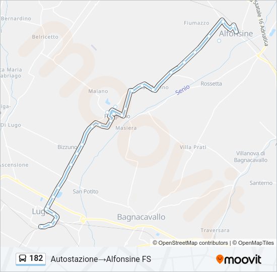Percorso linea bus 182