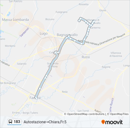 183 bus Line Map