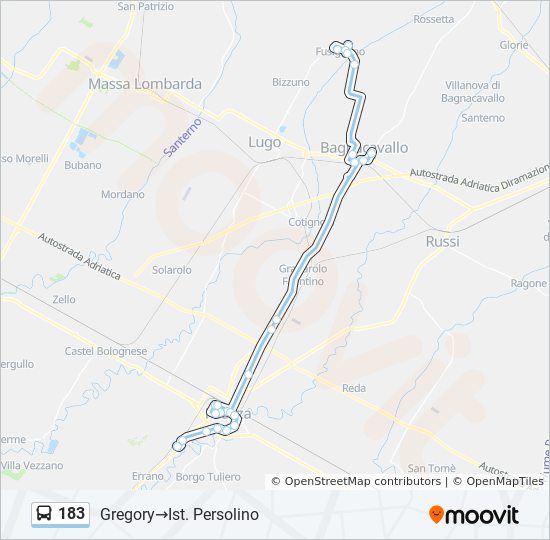 183 bus Line Map