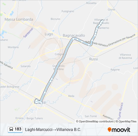 183 bus Line Map
