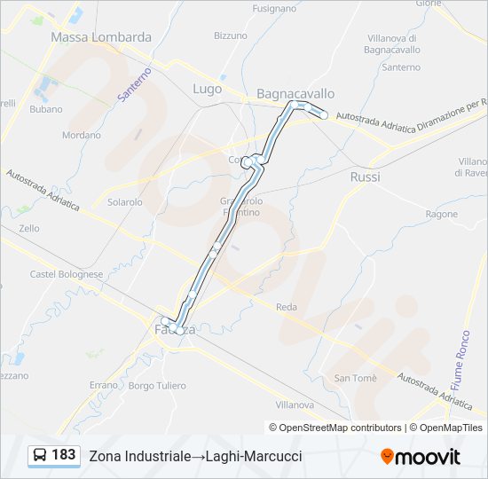 Percorso linea bus 183