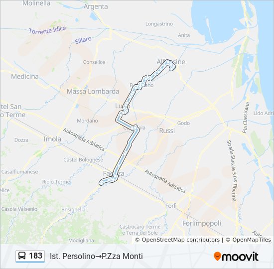 183 bus Line Map