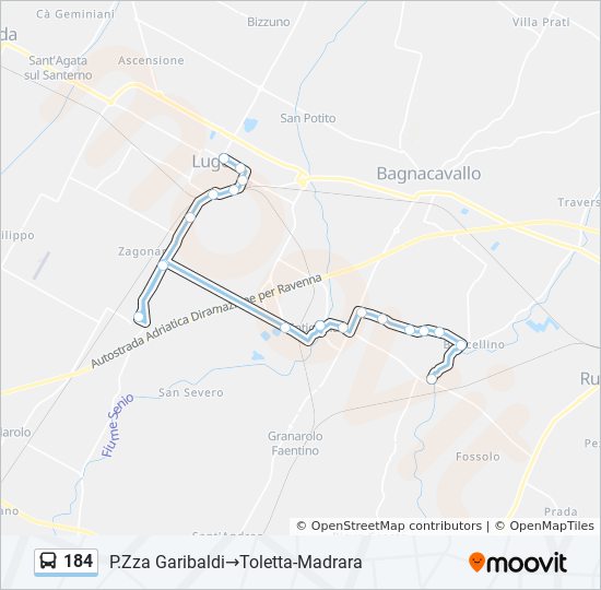 184 bus Line Map