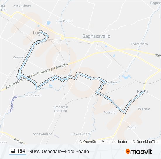 184 bus Line Map