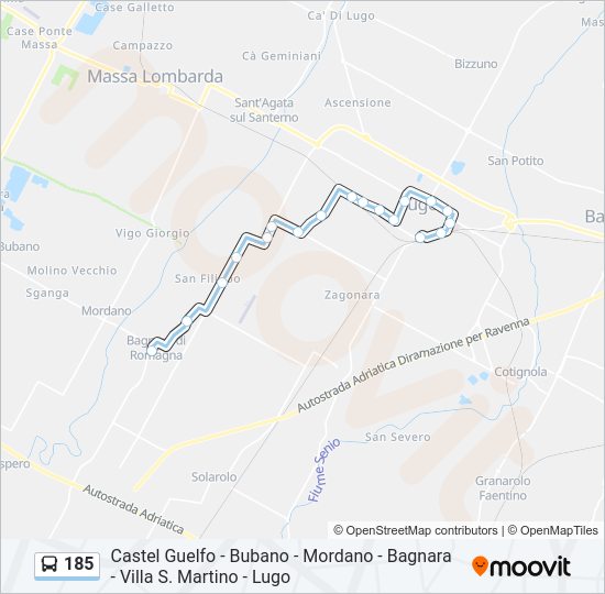 Percorso linea bus 185