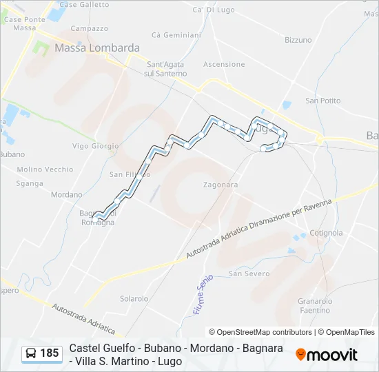 185 Bus Line Map