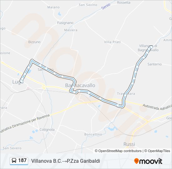 187 bus Line Map