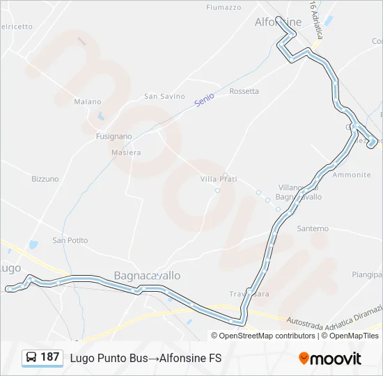 Percorso linea bus 187