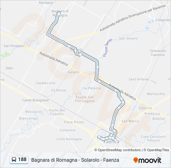 Percorso linea bus 188