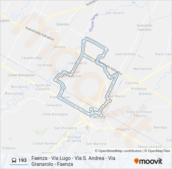 Percorso linea bus 193