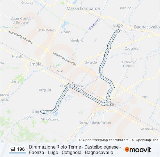 Percorso linea bus 196