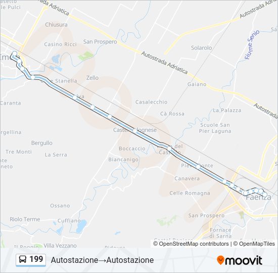 Bus 199 Route Map 199 Route: Schedules, Stops & Maps - Autostazione‎→Autostazione (Updated)