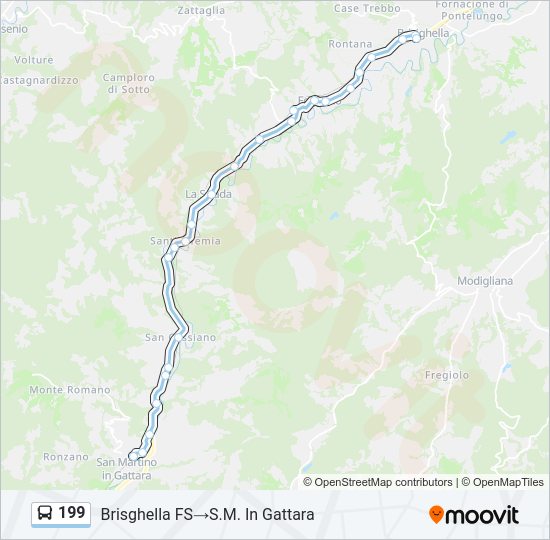 Percorso linea bus 199