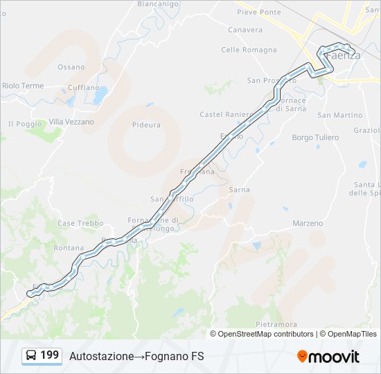 Percorso linea bus 199