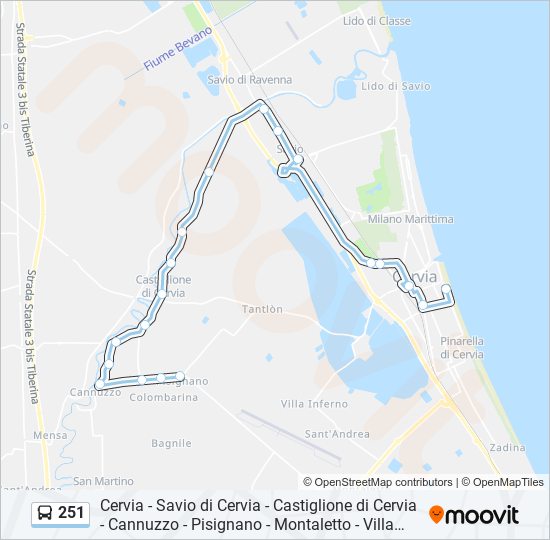 251 bus Line Map